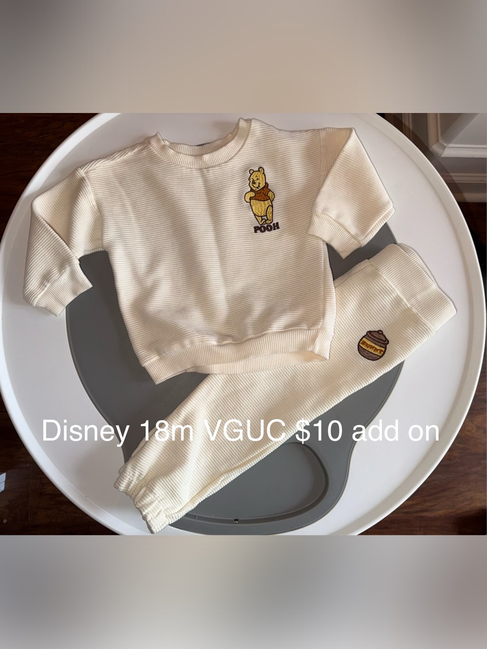 Disney Cream Winnie the Pooh Ribbed Matching Set